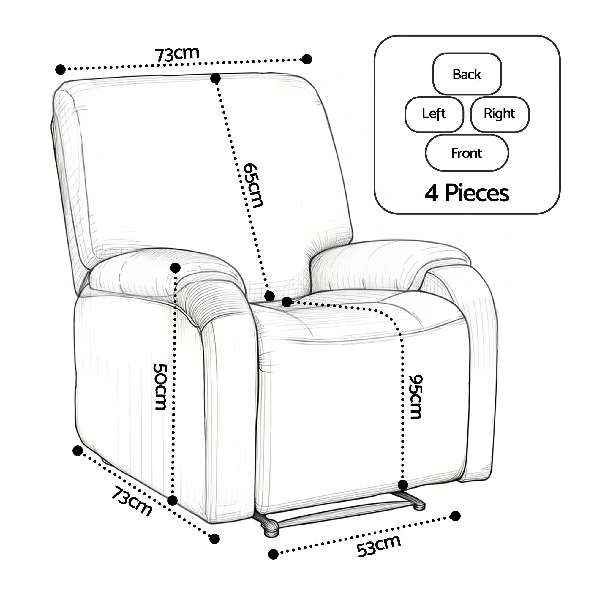 Stretch Kids Recliner Cover 4 - Pieces Recliner Chair Slipcovers Printed Polyester - Furniture > Bar Stools & Chairs > Arm Chairs & Recliners - Rivercity House & Home Co. (ABN 18 642 972 209) - Affordable Modern Furniture Australia