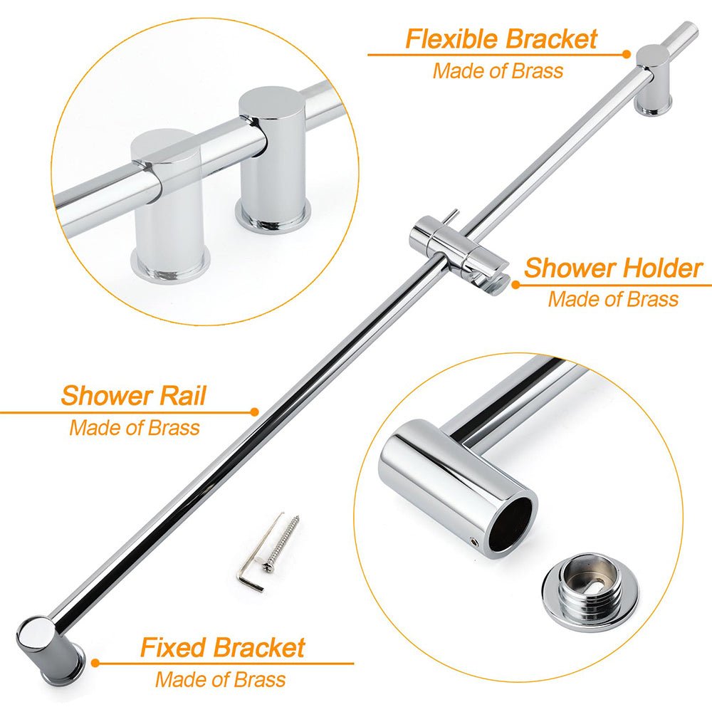 Strong Brass Chrome Round 850mm Long Sliding Rail Bar Holder For Handheld Shower - Furniture > Bathroom > Shower Heads & Screens - Rivercity House & Home Co. (ABN 18 642 972 209) - Affordable Modern Furniture Australia