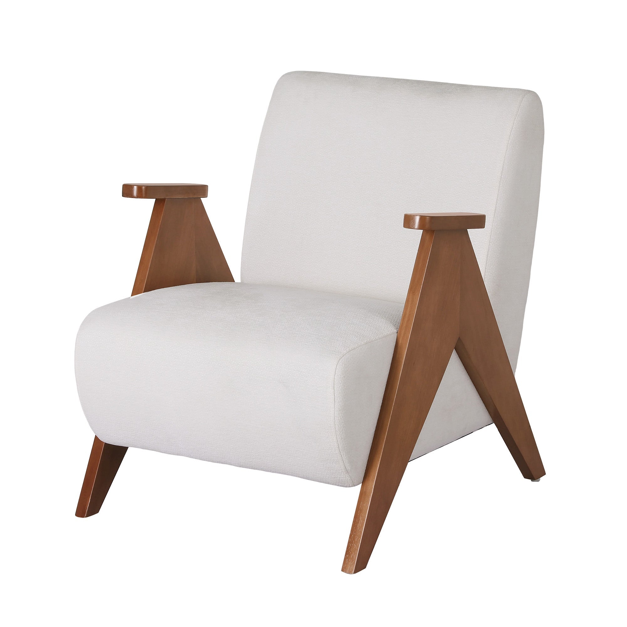 Sturdy Upholstered Armchair Accent Chair with Chenille Fabric - White - Furniture > Bar Stools & Chairs > Arm Chairs & Recliners - Rivercity House & Home Co. (ABN 18 642 972 209) - Affordable Modern Furniture Australia