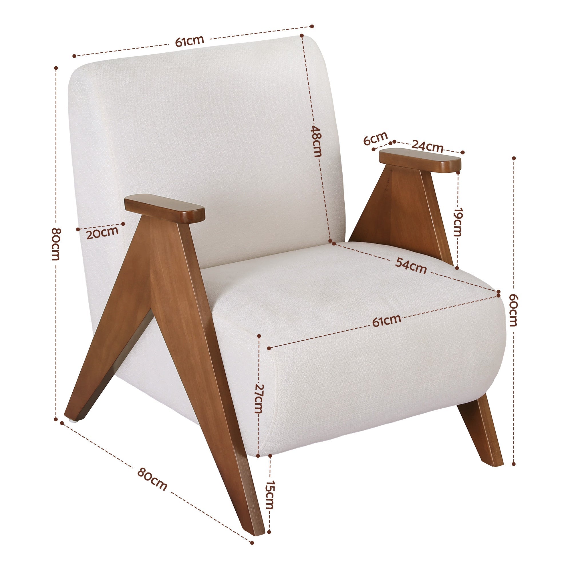 Sturdy Upholstered Armchair Accent Chair with Chenille Fabric - White - Furniture > Bar Stools & Chairs > Arm Chairs & Recliners - Rivercity House & Home Co. (ABN 18 642 972 209) - Affordable Modern Furniture Australia