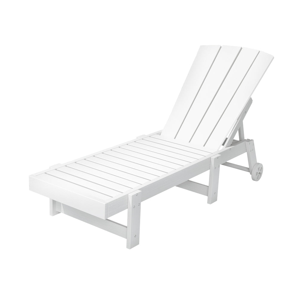Sun Lounge Beach Chair HDPE Adirondack Lounger Patio Outdoor Furniture with Wheels White - Furniture > Outdoor > Outdoor Tables - Rivercity House & Home Co. (ABN 18 642 972 209) - Affordable Modern Furniture Australia