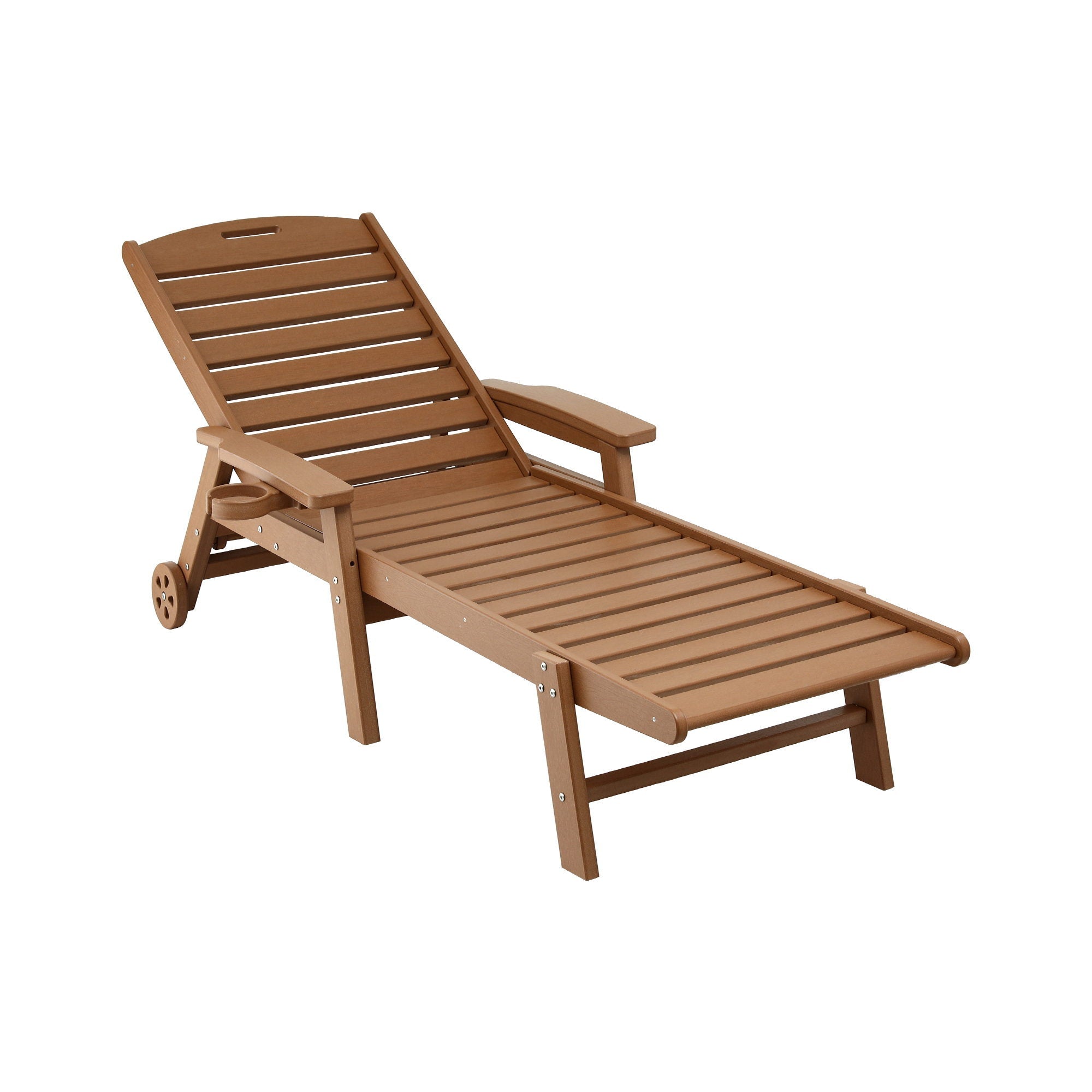 Sun Lounge Lounger Beach Chair HDPE Patio Outdoor Furniture with Wheels Brown - Furniture > Outdoor > Outdoor Chairs - Rivercity House & Home Co. (ABN 18 642 972 209) - Affordable Modern Furniture Australia