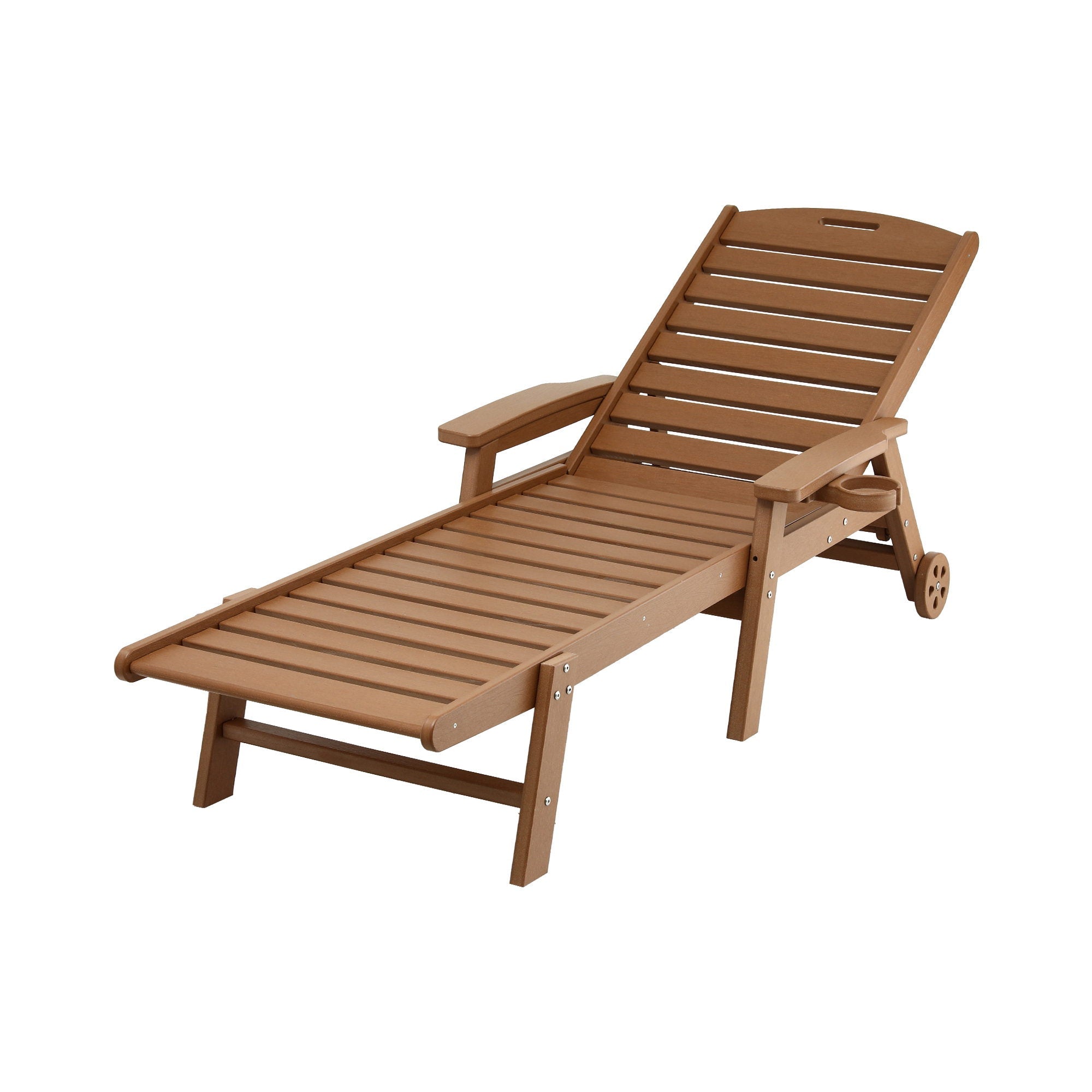 Sun Lounge Lounger Beach Chair HDPE Patio Outdoor Furniture with Wheels Brown - Furniture > Outdoor > Outdoor Chairs - Rivercity House & Home Co. (ABN 18 642 972 209) - Affordable Modern Furniture Australia