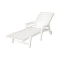 Adjustable Sun Lounge Beach Chair with Wheels Outdoor Patio Furniture - White