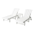 3-Piece Adjustable Sun Lounge Set with Table Outdoor Patio Furniture - White