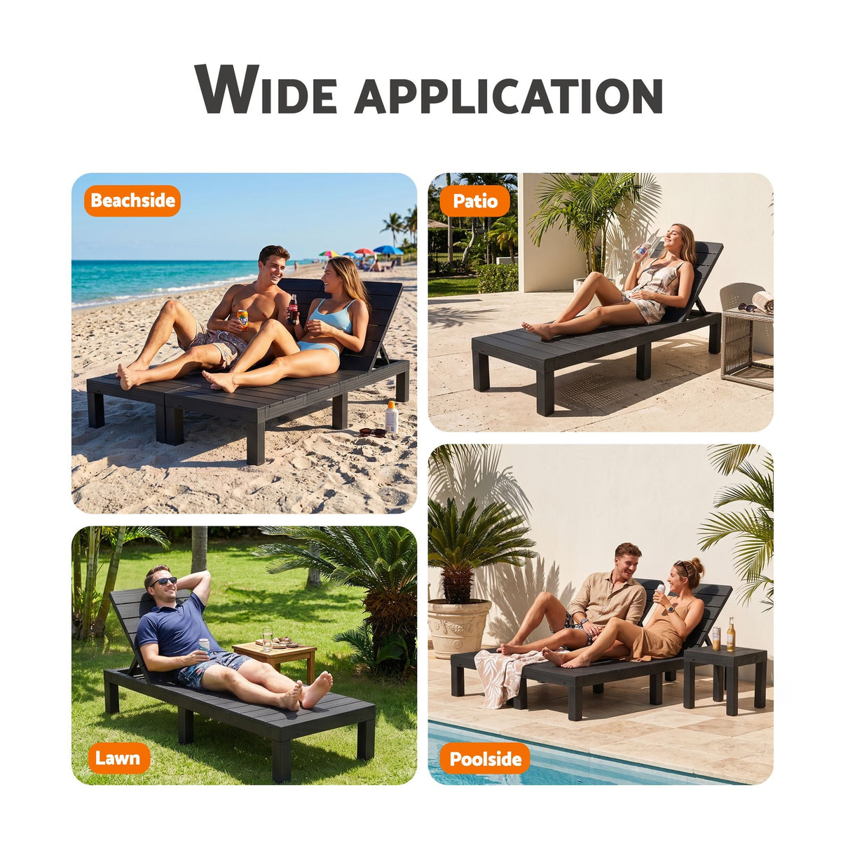 Sun Lounge Outdoor Folding Recliner Patio Pool Beach Chair Slatted Black - Home & Garden > Bedding > Bed Sheets - Rivercity House & Home Co. (ABN 18 642 972 209) - Affordable Modern Furniture Australia