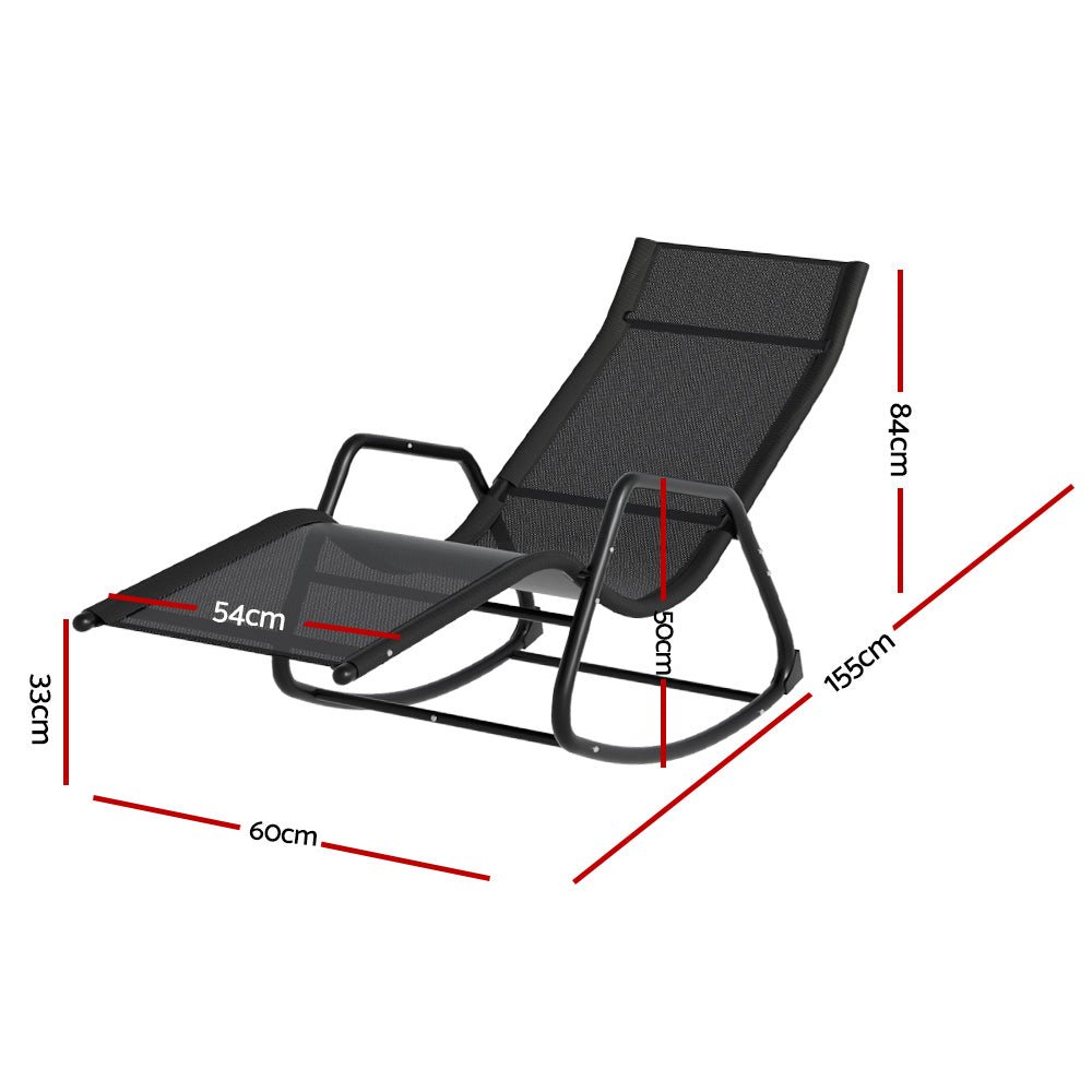 Sun Lounge Rocking Chair Outdoor Lounger Patio Furniture Pool Garden - Furniture > Outdoor > Outdoor Chairs - Rivercity House & Home Co. (ABN 18 642 972 209) - Affordable Modern Furniture Australia