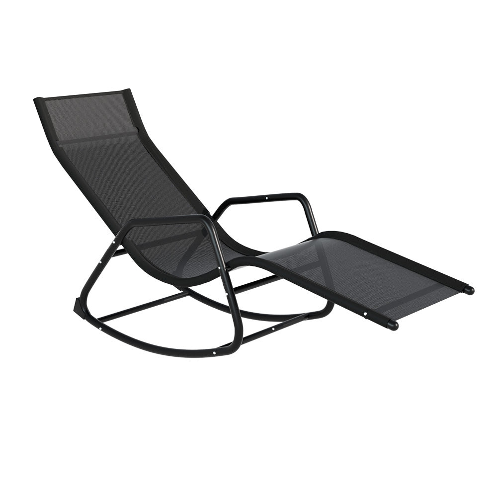 Sun Lounge Rocking Chair Outdoor Lounger Patio Furniture Pool Garden - Furniture > Outdoor > Outdoor Chairs - Rivercity House & Home Co. (ABN 18 642 972 209) - Affordable Modern Furniture Australia
