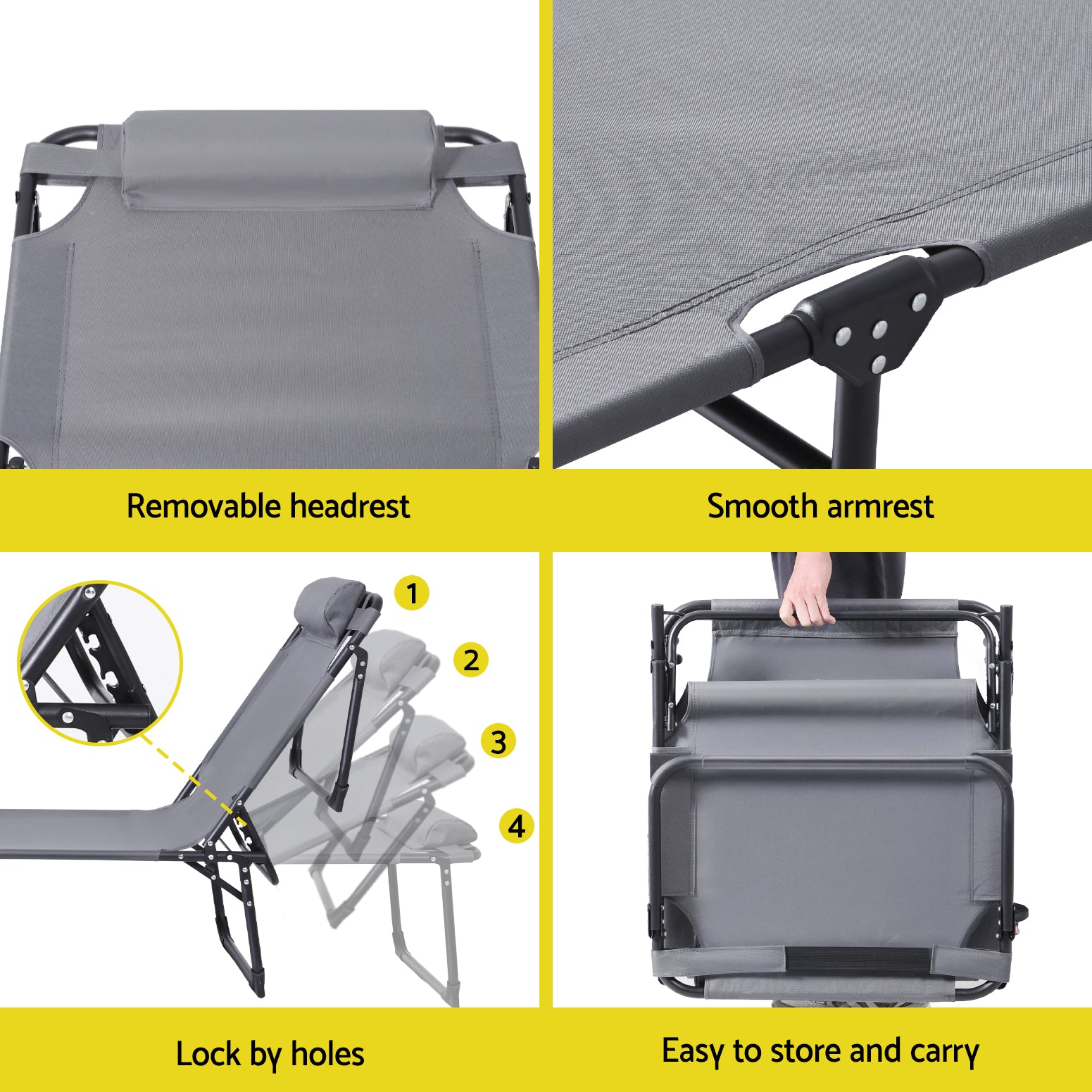 Sun Lounger Folding Lounge Beach Chair Patio Outdoor Furniture - Furniture > Outdoor > Outdoor Sofas & Lounge Sets - Rivercity House & Home Co. (ABN 18 642 972 209) - Affordable Modern Furniture Australia