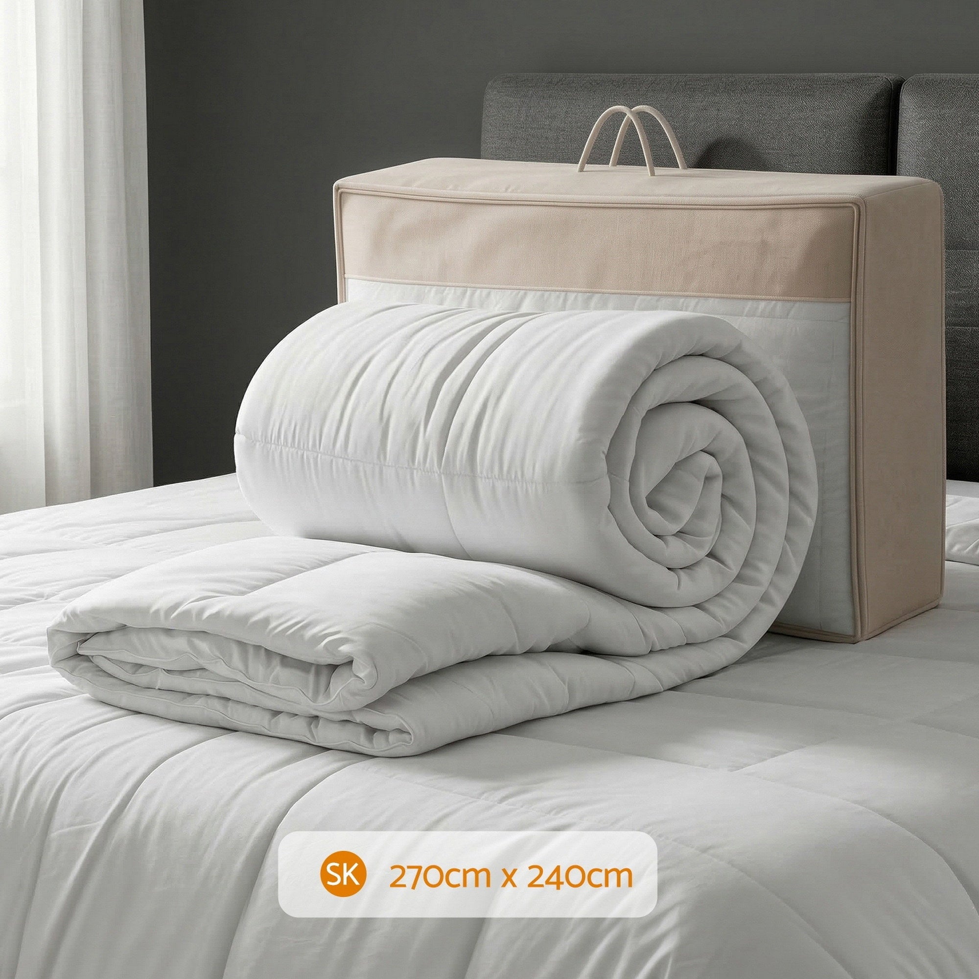 Super King 500GSM Wool Quilt with Baffle Box Construction - White - Home & Garden > Bedding > Quilts & Duvets - Rivercity House & Home Co. (ABN 18 642 972 209) - Affordable Modern Furniture Australia