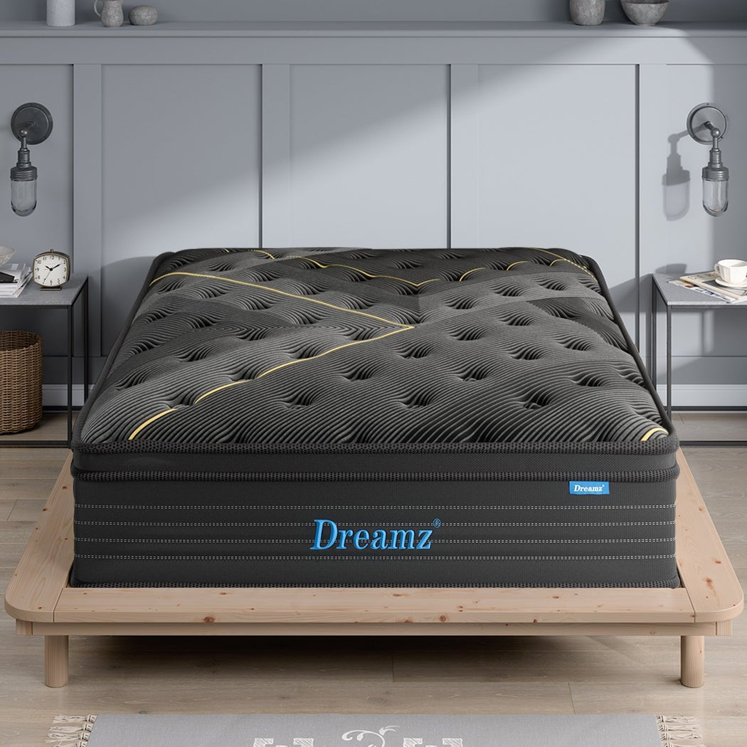 Super King Bamboo Charcoal Euro Top Spring Mattress 35cm - Black - Rivercity House & Home Co. (ABN 18 642 972 209) - Affordable Modern Furniture Australia