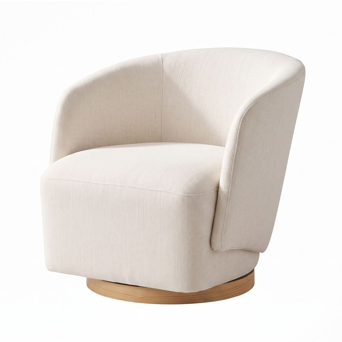 Swivel Armchair 360° Curved Accent Chair Linen Fabric - Beige - Furniture > Bar Stools & Chairs > Arm Chairs & Recliners - Rivercity House & Home Co. (ABN 18 642 972 209) - Affordable Modern Furniture Australia