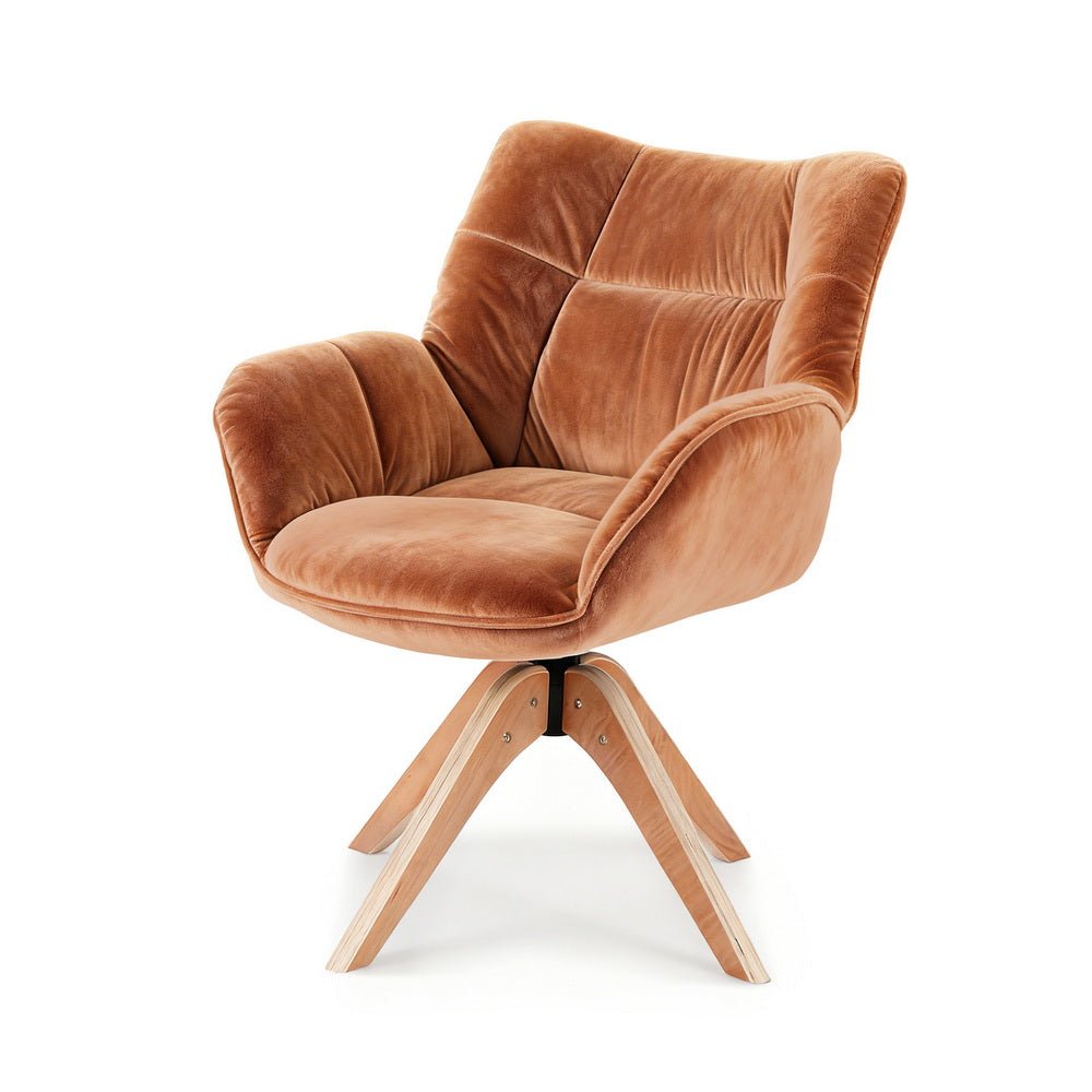 Swivel Chair Armchair Nursing Velvet Brown - Furniture > Bar Stools & Chairs > Arm Chairs & Recliners - Rivercity House & Home Co. (ABN 18 642 972 209) - Affordable Modern Furniture Australia