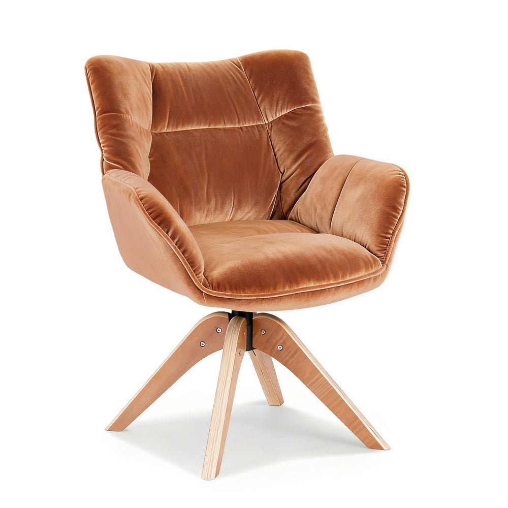Swivel Chair Armchair Nursing Velvet Brown - Furniture > Bar Stools & Chairs > Arm Chairs & Recliners - Rivercity House & Home Co. (ABN 18 642 972 209) - Affordable Modern Furniture Australia