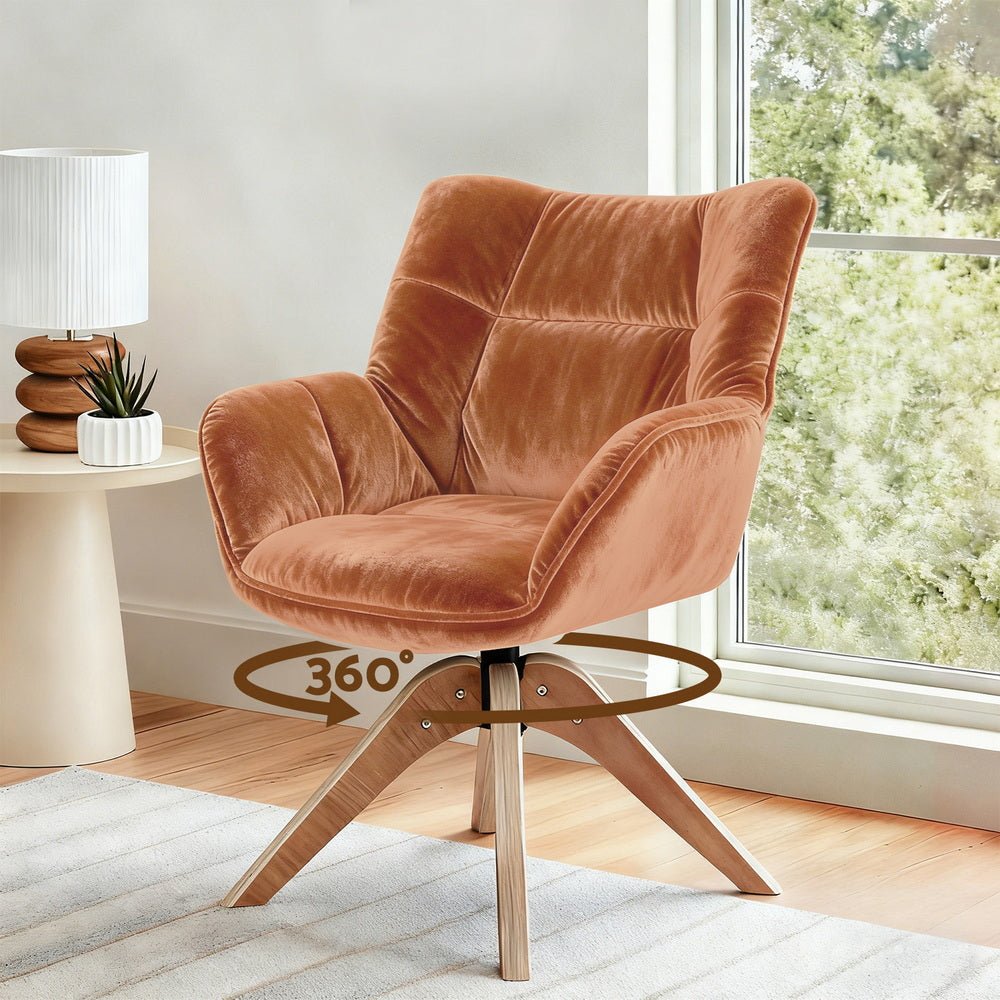Swivel Chair Armchair Nursing Velvet Brown - Furniture > Bar Stools & Chairs > Arm Chairs & Recliners - Rivercity House & Home Co. (ABN 18 642 972 209) - Affordable Modern Furniture Australia