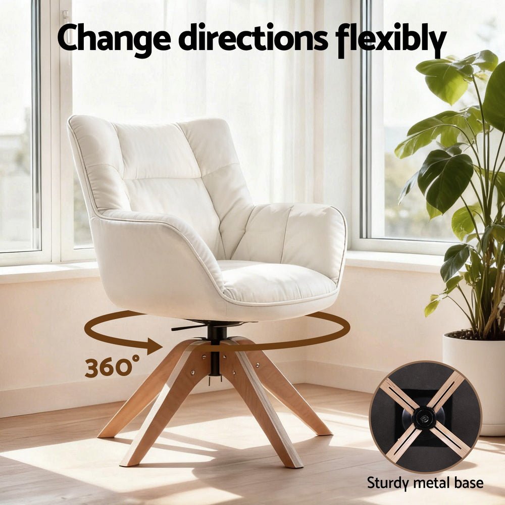 Swivel Chair Armchair Nursing Velvet White - Furniture > Bar Stools & Chairs > Arm Chairs & Recliners - Rivercity House & Home Co. (ABN 18 642 972 209) - Affordable Modern Furniture Australia