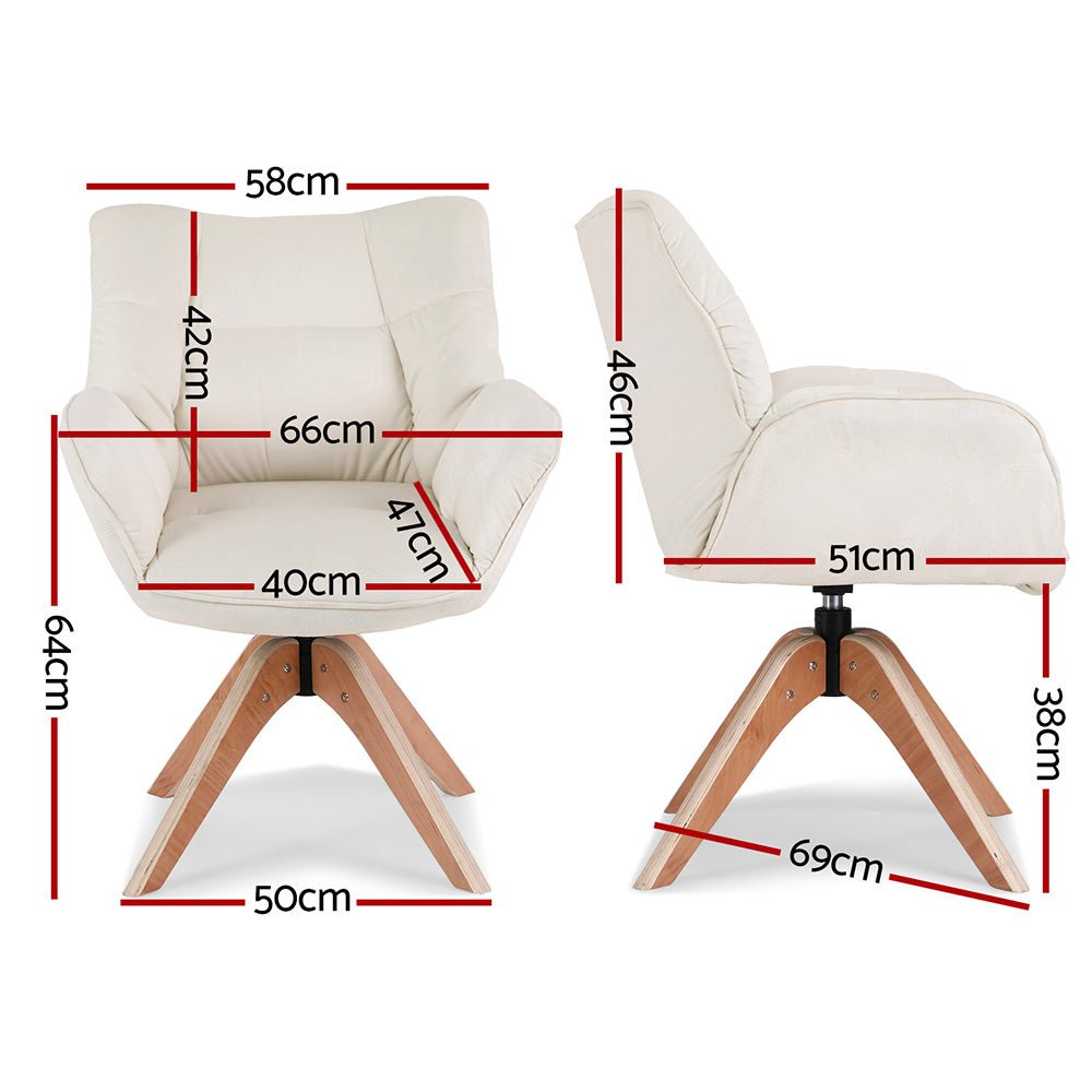 Swivel Chair Armchair Nursing Velvet White - Furniture > Bar Stools & Chairs > Arm Chairs & Recliners - Rivercity House & Home Co. (ABN 18 642 972 209) - Affordable Modern Furniture Australia