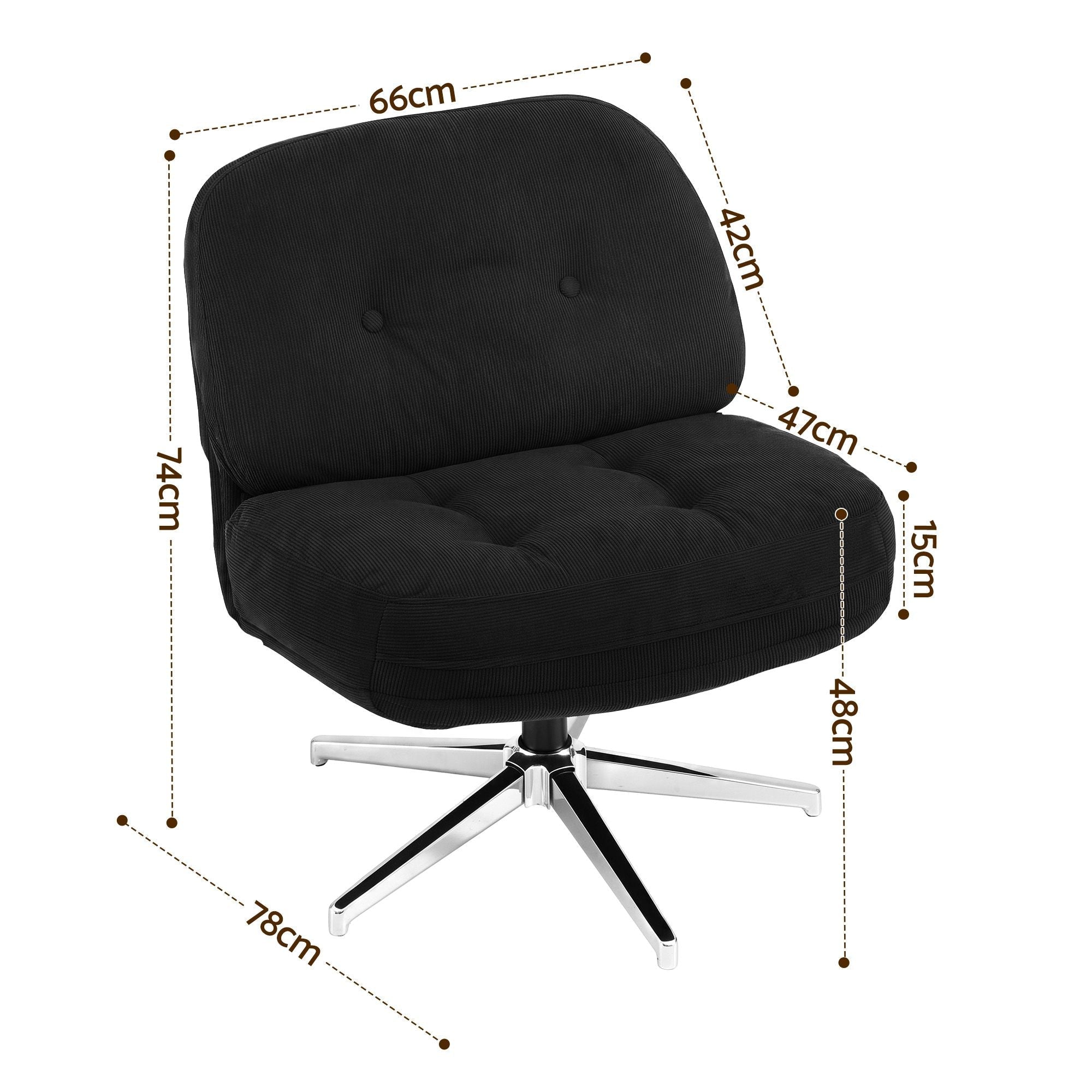 Swivel Chair Nursing Armchair Lounge Corduroy Steel Star Base Black - Furniture > Bar Stools & Chairs > Arm Chairs & Recliners - Rivercity House & Home Co. (ABN 18 642 972 209) - Affordable Modern Furniture Australia