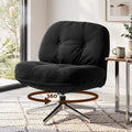 Swivel Nursing Armchair Lounge Chair with Steel Star Base Corduroy Upholstery - Black