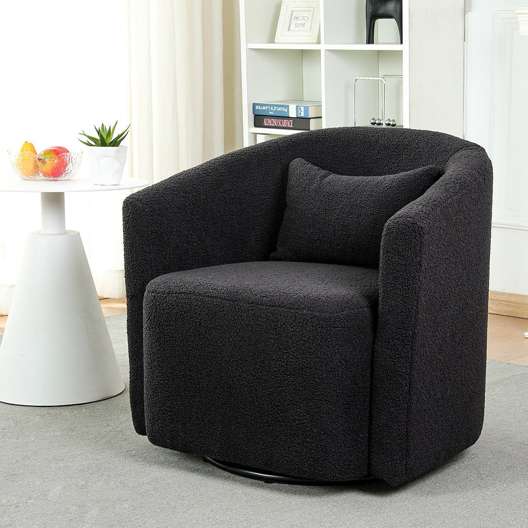 Swivel Fleece Rocking Chair with Sherpa Fleece Upholstery - Grey - Rivercity House & Home Co. (ABN 18 642 972 209) - Affordable Modern Furniture Australia