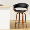 Lawson Wood and Leather Swivel Bar Stool Black