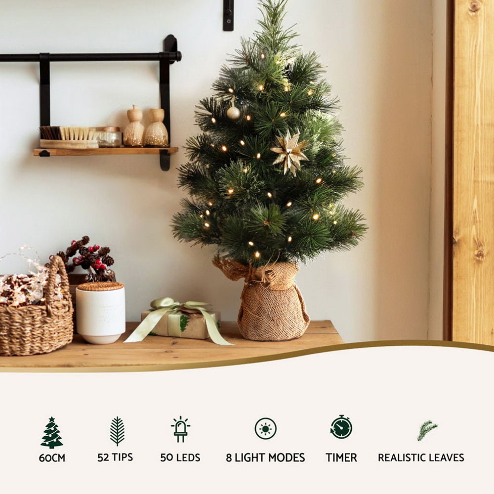 Tabletop Christmas Tree 60CM 8 Light Modes Timer Function - Occasions > Christmas > Christmas Trees - Rivercity House & Home Co. (ABN 18 642 972 209) - Affordable Modern Furniture Australia