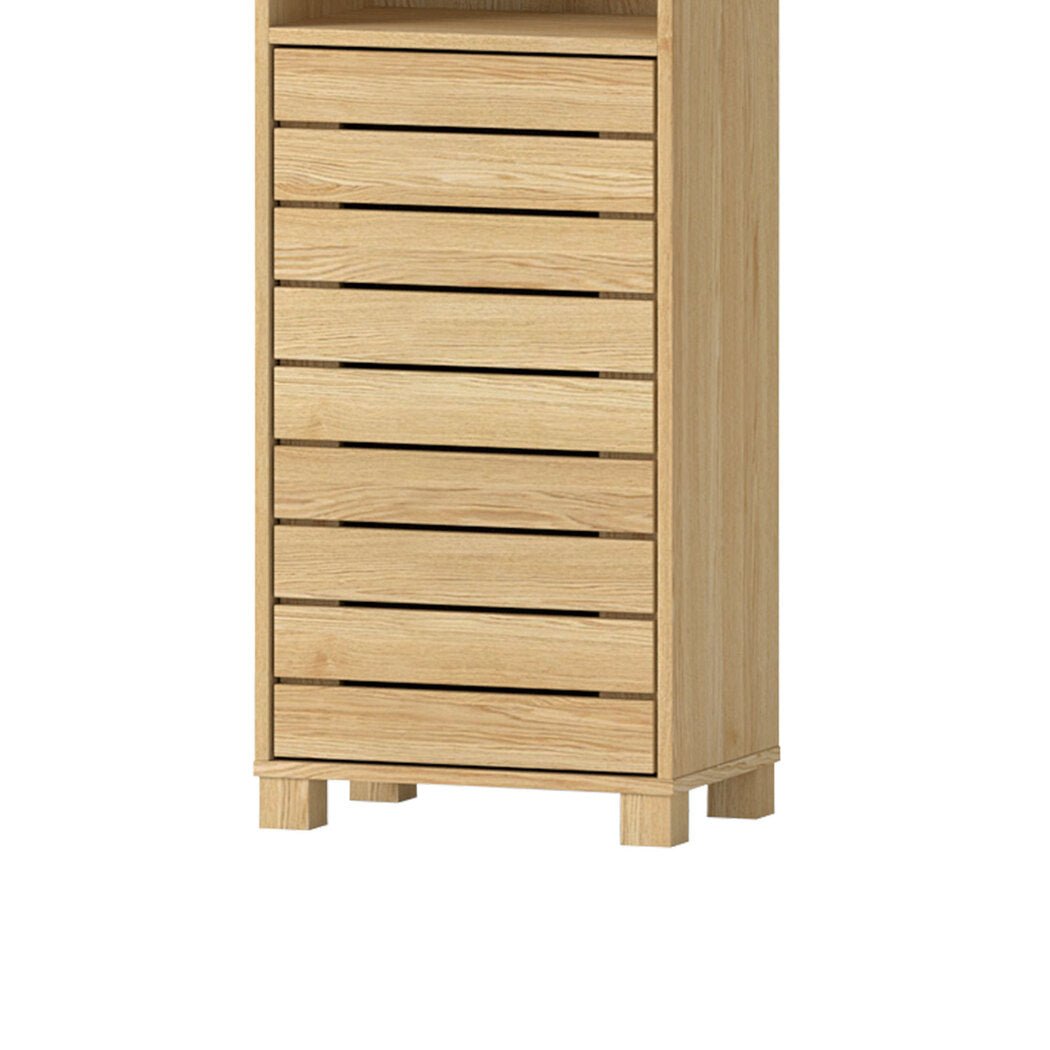 Tall Bathroom Cabinet 165cm Adjustable Shelf Storage Cupboard - Oak - Rivercity House & Home Co. (ABN 18 642 972 209) - Affordable Modern Furniture Australia