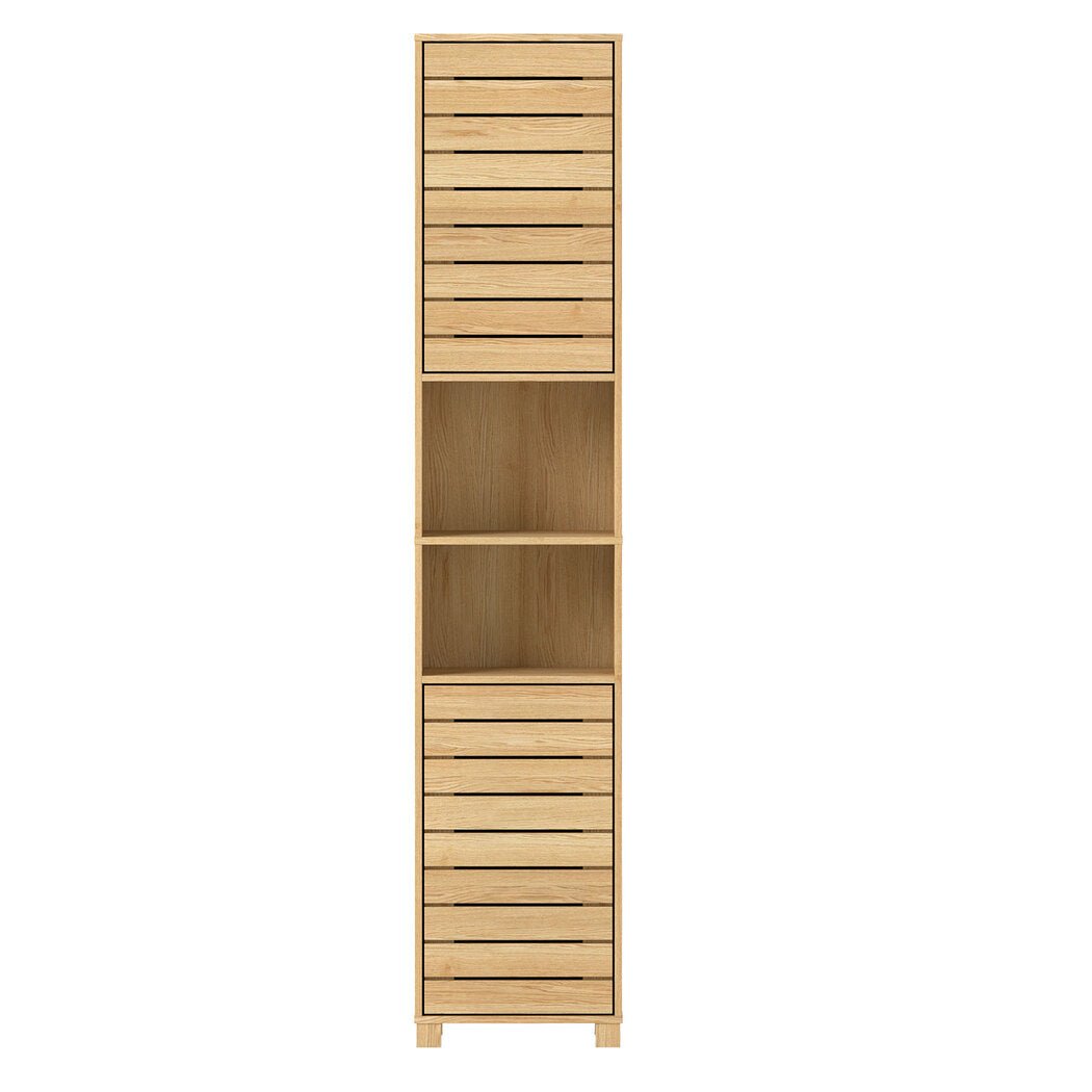 Tall Bathroom Cabinet 165cm Adjustable Shelf Storage Cupboard - Oak - Rivercity House & Home Co. (ABN 18 642 972 209) - Affordable Modern Furniture Australia