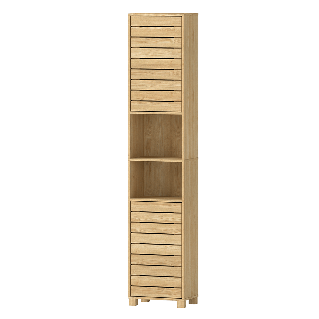 Tall Bathroom Cabinet 165cm Adjustable Shelf Storage Cupboard - Oak - Rivercity House & Home Co. (ABN 18 642 972 209) - Affordable Modern Furniture Australia