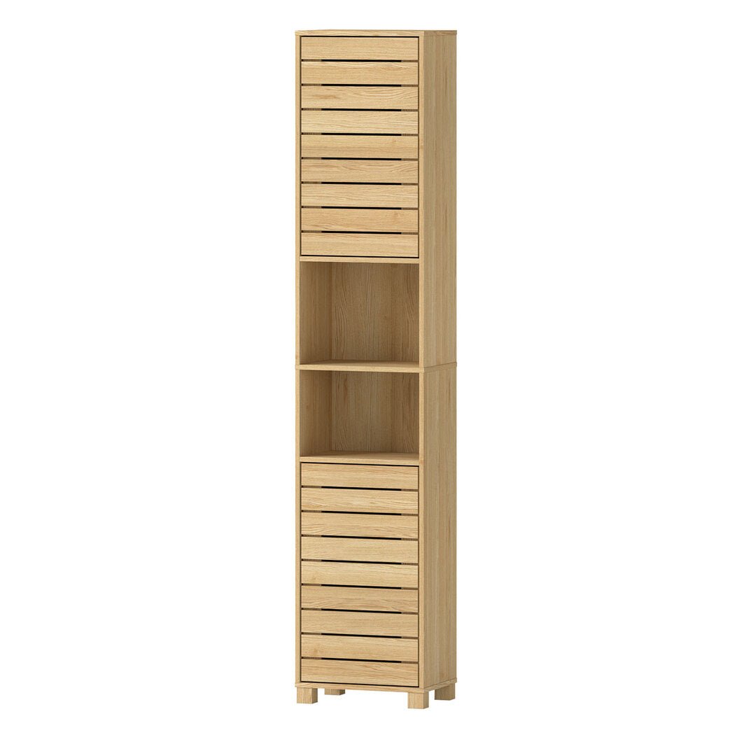 Tall Bathroom Cabinet 165cm Adjustable Shelf Storage Cupboard - Oak - Rivercity House & Home Co. (ABN 18 642 972 209) - Affordable Modern Furniture Australia