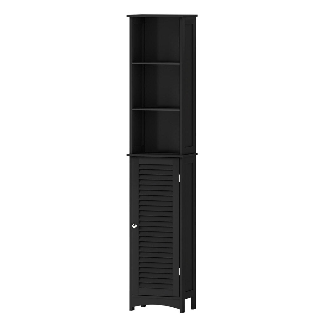 Tall Bathroom Storage Cabinet 166cm with Adjustable Shelves - Black - Rivercity House & Home Co. (ABN 18 642 972 209) - Affordable Modern Furniture Australia