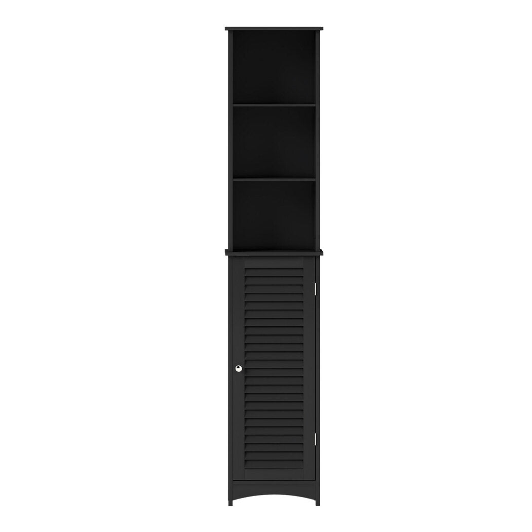 Tall Bathroom Storage Cabinet 166cm with Adjustable Shelves - Black - Rivercity House & Home Co. (ABN 18 642 972 209) - Affordable Modern Furniture Australia