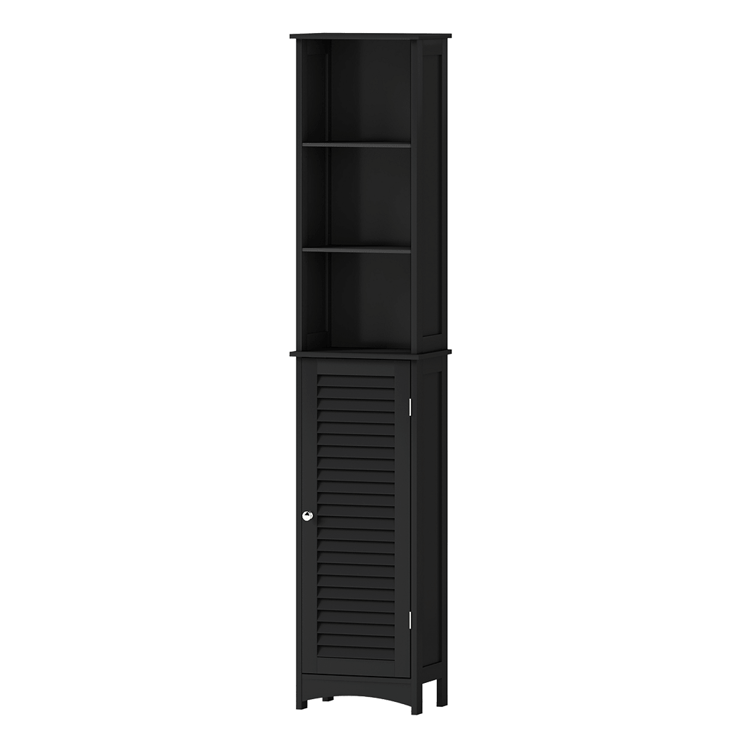 Tall Bathroom Storage Cabinet 166cm with Adjustable Shelves - Black - Rivercity House & Home Co. (ABN 18 642 972 209) - Affordable Modern Furniture Australia