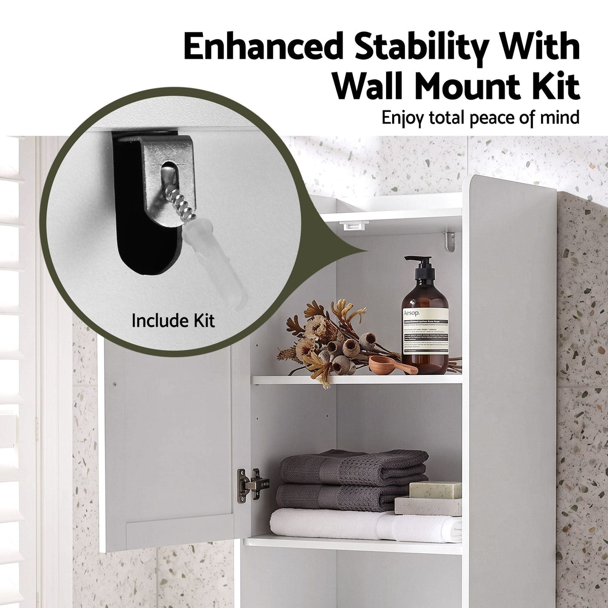 Tall Bathroom Storage Cabinet with Tilt-Out Laundry Hamper 170cm - White - Furniture > Bathroom > Bathroom Cabinets, Cupboards & Storage - Rivercity House & Home Co. (ABN 18 642 972 209) - Affordable Modern Furniture Australia