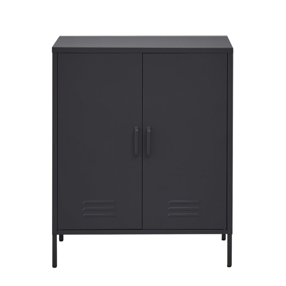 Tall Metal Locker Style Buffet Sideboard Cabinet - Charcoal - Furniture > Living Room - Rivercity House & Home Co. (ABN 18 642 972 209) - Affordable Modern Furniture Australia