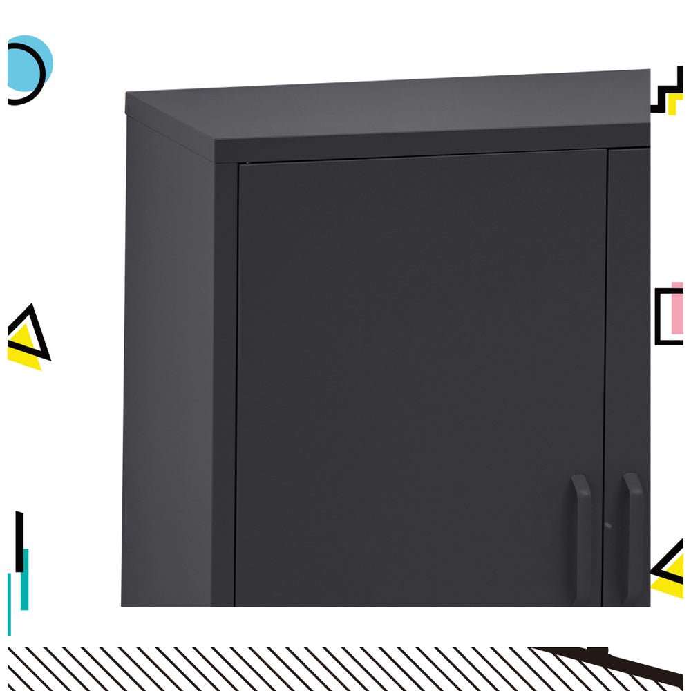 Tall Metal Locker Style Buffet Sideboard Cabinet - Charcoal - Furniture > Living Room - Rivercity House & Home Co. (ABN 18 642 972 209) - Affordable Modern Furniture Australia