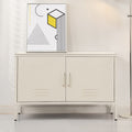 Tall Metal Locker Style Buffet Sideboard Cabinet - White