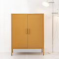Tall Metal Locker Style Buffet Sideboard Cabinet - Yellow