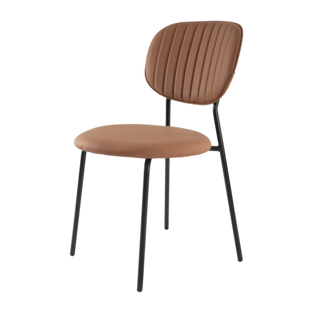 Tan Temptation Dining Chair Duo with Metal Legs - Brown - Furniture > Dining > Kitchen & Dining Chairs - Rivercity House & Home Co. (ABN 18 642 972 209) - Affordable Modern Furniture Australia