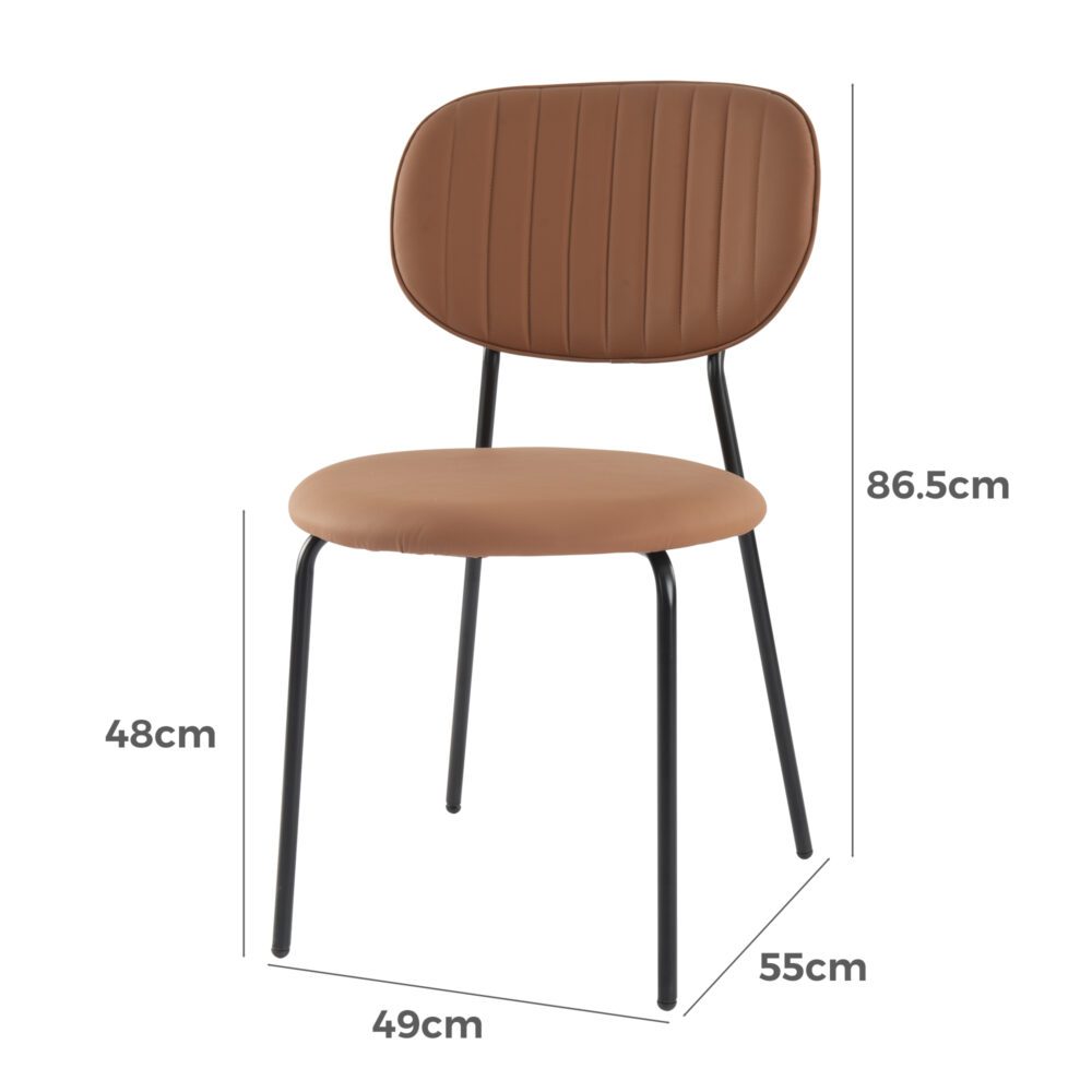 Tan Temptation Dining Chair Duo with Metal Legs - Brown - Furniture > Dining > Kitchen & Dining Chairs - Rivercity House & Home Co. (ABN 18 642 972 209) - Affordable Modern Furniture Australia