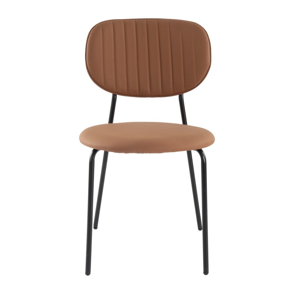 Tan Temptation Dining Chair Duo with Metal Legs - Brown - Furniture > Dining > Kitchen & Dining Chairs - Rivercity House & Home Co. (ABN 18 642 972 209) - Affordable Modern Furniture Australia