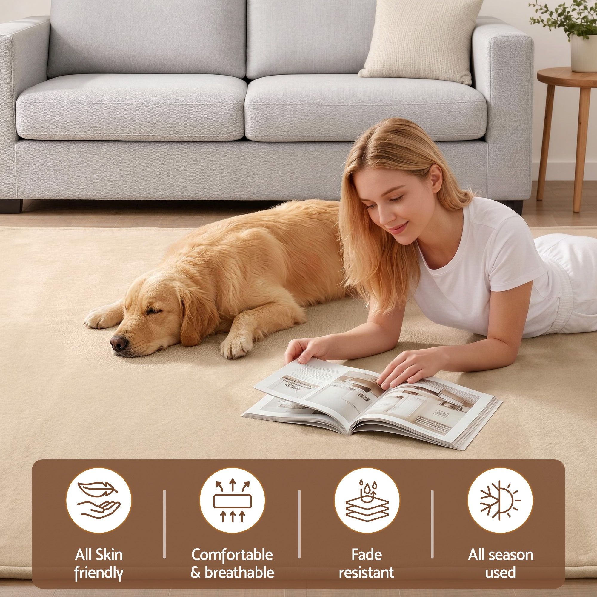 Tatami Mat Floor Mattress 3cm Thick Futon Mattresses Mellow Mat Rugs Living Room Beige - Home & Garden > Rugs > Floor Rugs - Rivercity House & Home Co. (ABN 18 642 972 209) - Affordable Modern Furniture Australia