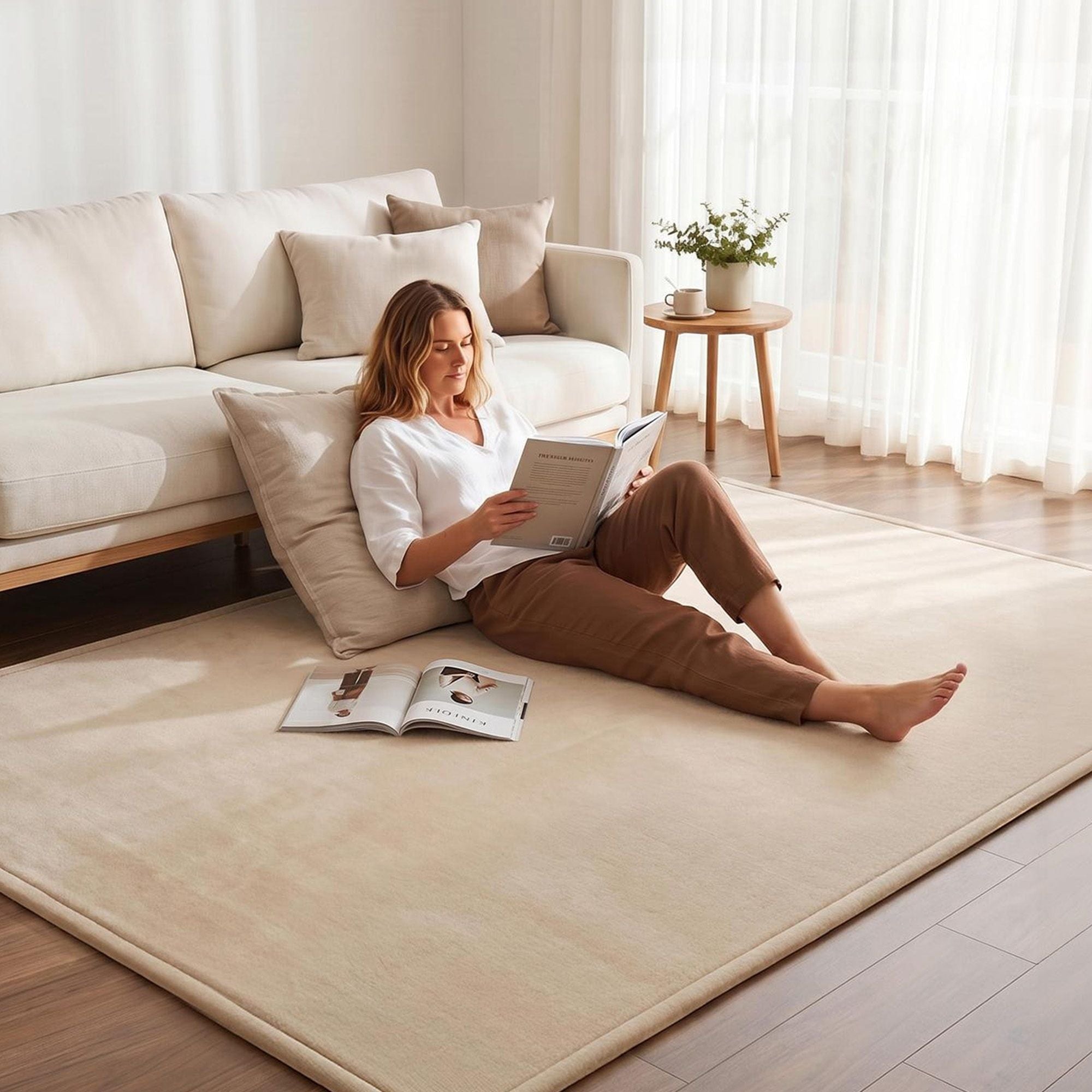 Tatami Mat Floor Mattress 3cm Thick Futon Mattresses Mellow Mat Rugs Living Room Beige - Home & Garden > Rugs > Floor Rugs - Rivercity House & Home Co. (ABN 18 642 972 209) - Affordable Modern Furniture Australia