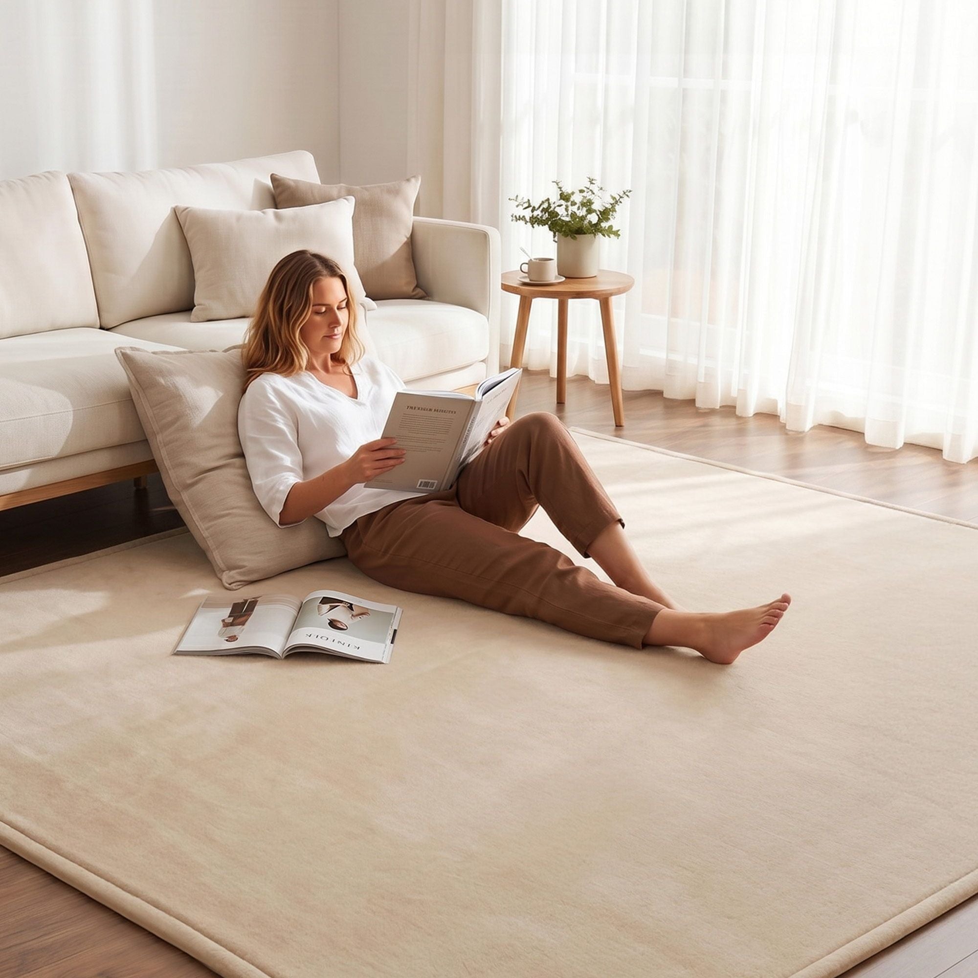 Tatami Mat Floor Mattress 3cm Thick Futon Mattresses Mellow Mat Rugs Living Room Beige - Home & Garden > Rugs > Floor Rugs - Rivercity House & Home Co. (ABN 18 642 972 209) - Affordable Modern Furniture Australia