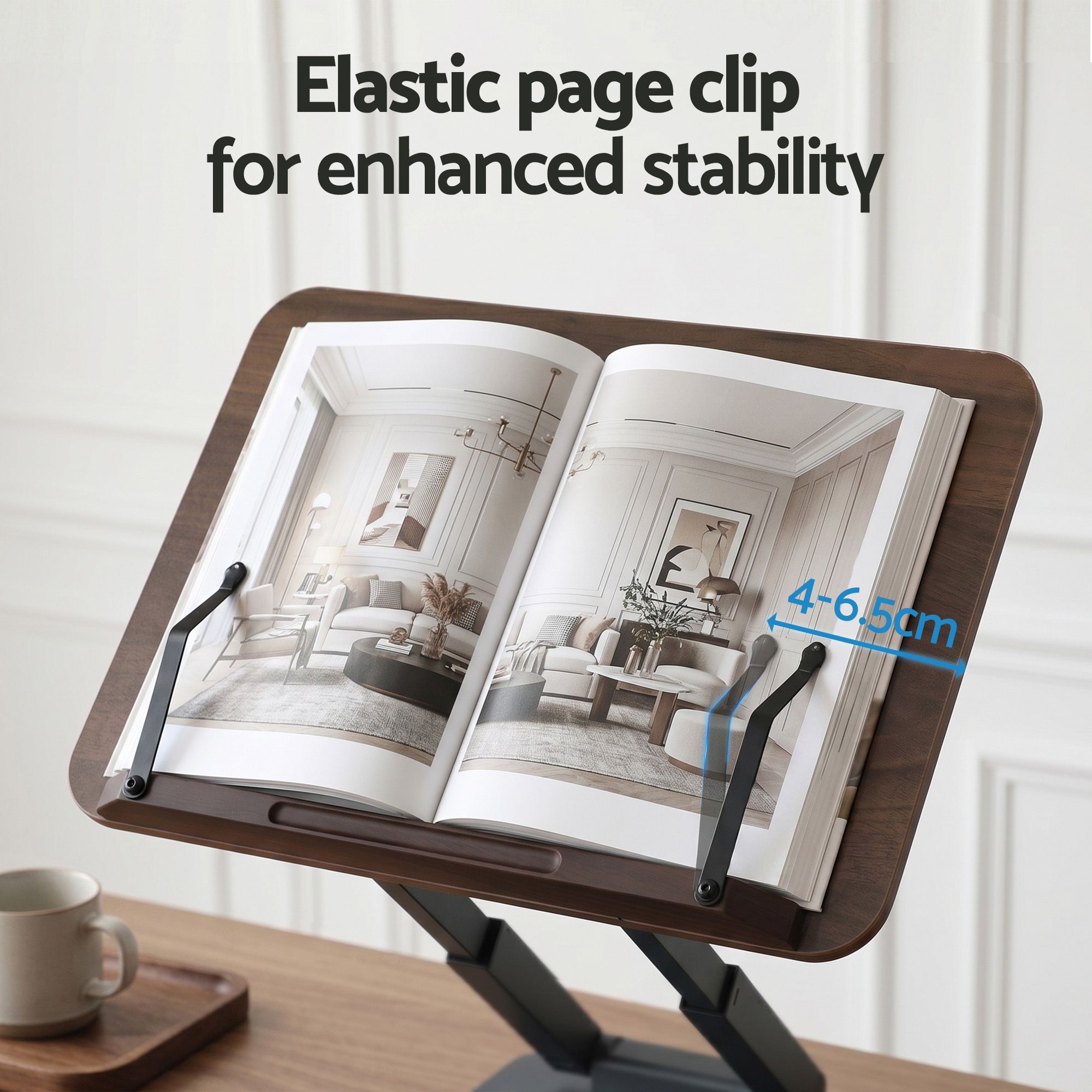 Telescopic Book Stand with Page Clip 34cm Wide Ergonomic Desktop Stand - Oak - Furniture > Living Room > Bookcases & Shelves - Rivercity House & Home Co. (ABN 18 642 972 209) - Affordable Modern Furniture Australia