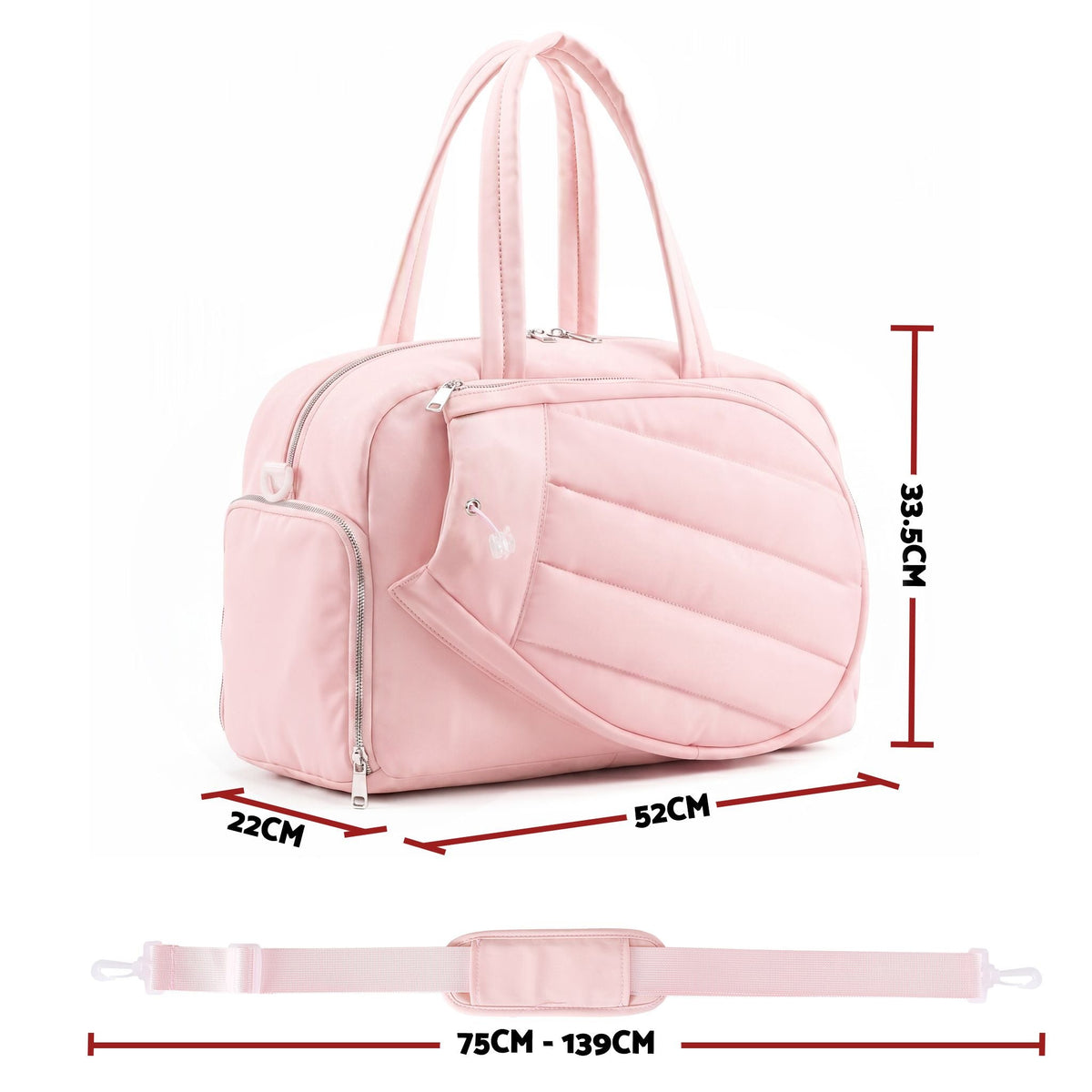 Tennis Tote Gym Duffle Bag Holds 2 Rackets - Pink - Sports & Fitness > Racquet Sports > Tennis - Rivercity House & Home Co. (ABN 18 642 972 209) - Affordable Modern Furniture Australia