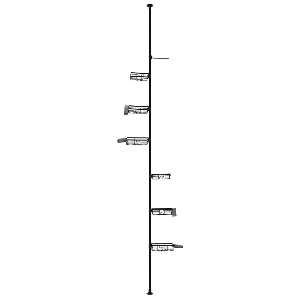Tension Pole 6-Tier Corner Shower Caddy with Adjustable Baskets - Black - Home & Garden > Bathroom Accessories > Bath Caddies - Rivercity House & Home Co. (ABN 18 642 972 209) - Affordable Modern Furniture Australia