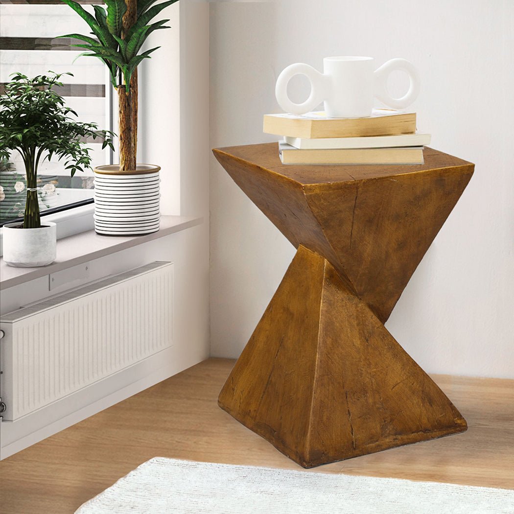 Terrazzo Magnesia Side Table Coffee - Brown - Rivercity House & Home Co. (ABN 18 642 972 209) - Affordable Modern Furniture Australia