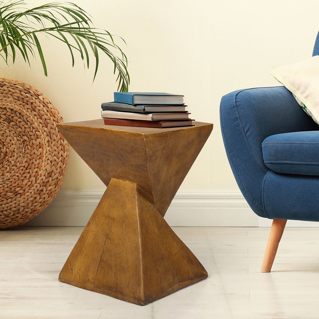Terrazzo Magnesia Side Table Coffee - Brown - Rivercity House & Home Co. (ABN 18 642 972 209) - Affordable Modern Furniture Australia