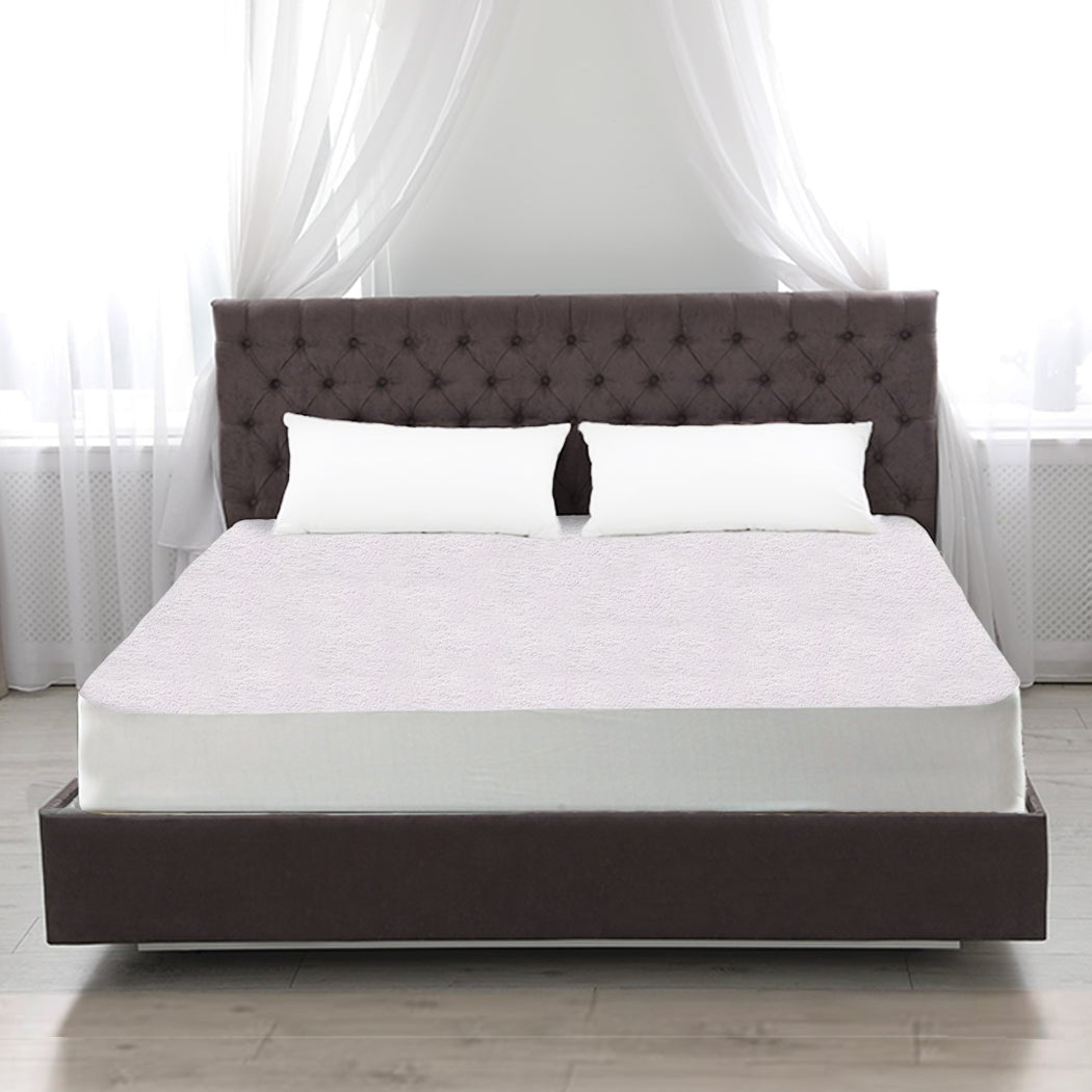 Terry Cotton Waterproof Fully Fitted Mattress Protector Medium - White - Rivercity House & Home Co. (ABN 18 642 972 209) - Affordable Modern Furniture Australia